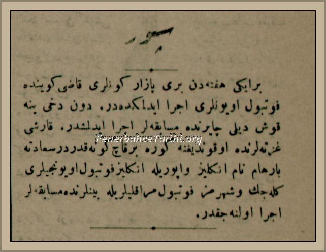 1907 Yılında İstanbul Gazetelerinde Futbol
