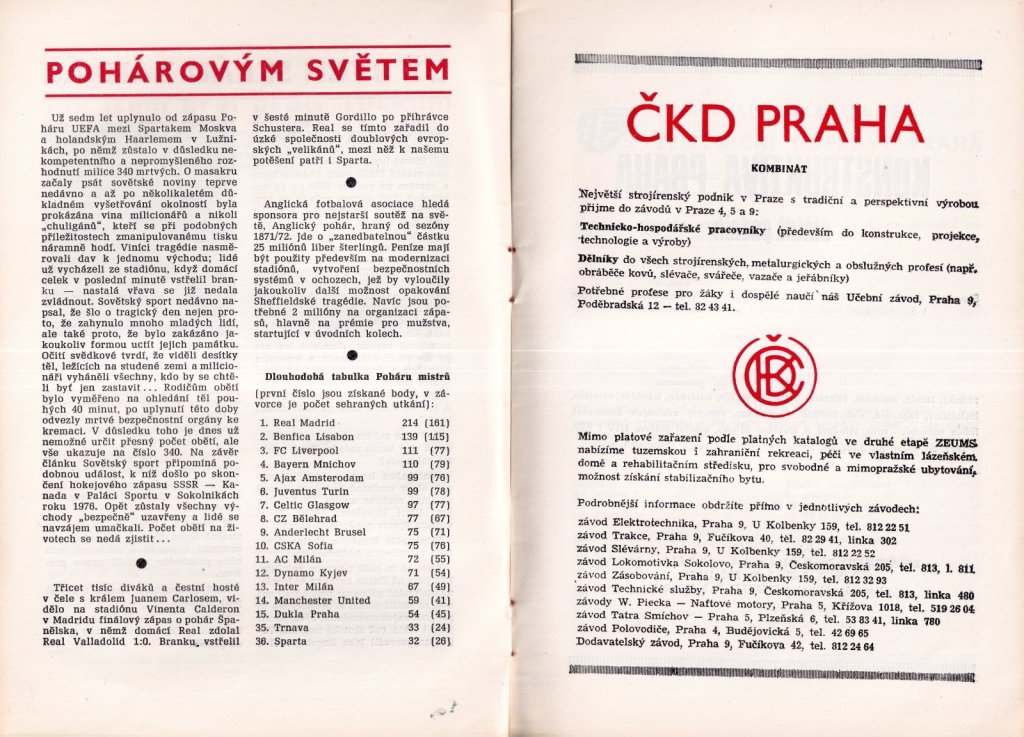 13 Eylül 1989 | Sparta Prag - Fenerbahçe Maç Broşürü Set 7