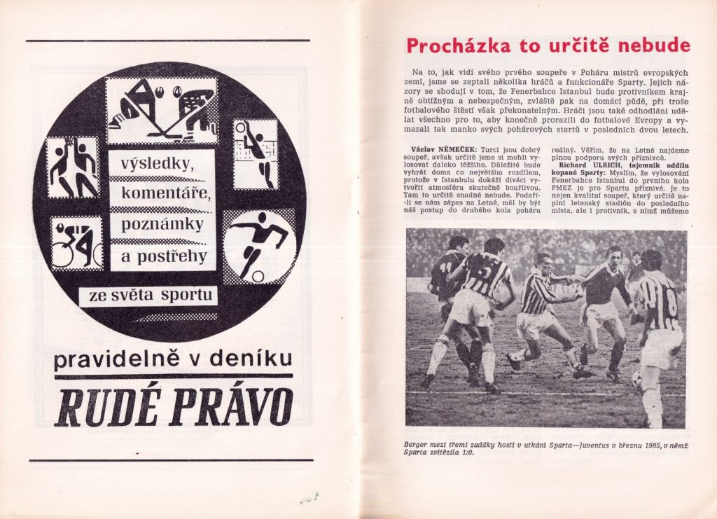 13 Eylül 1989 | Sparta Prag - Fenerbahçe Maç Broşürü Set 13